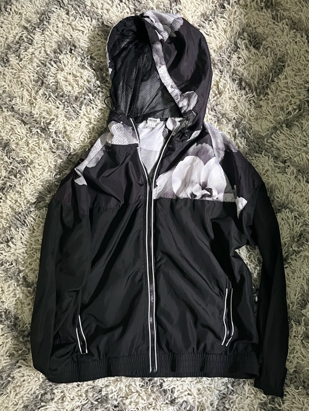 Forever 21 Black and White Floral Windbreaker Jacket